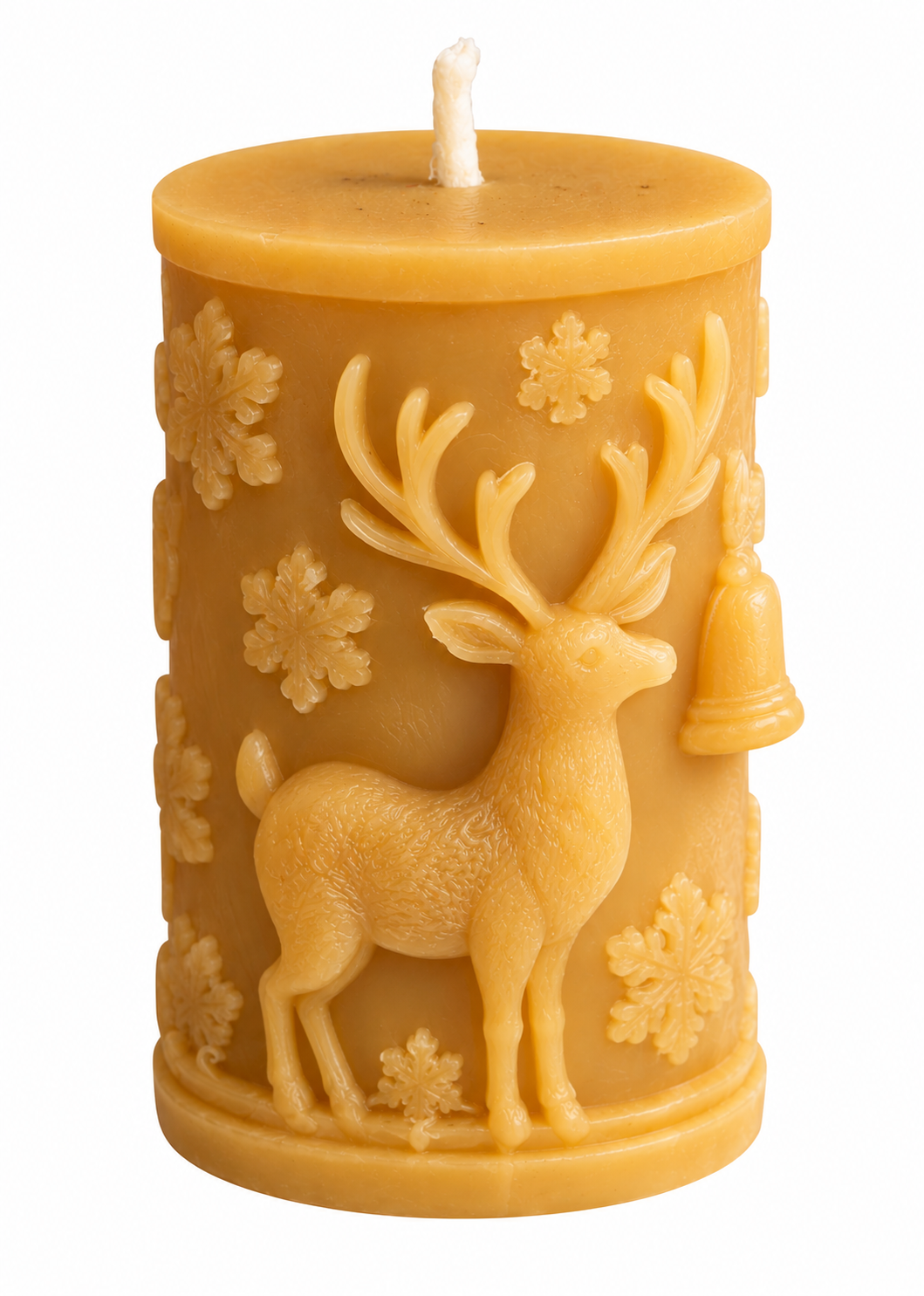 Beeswax Candle with Christmas Reindeer